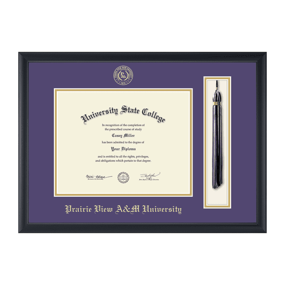 Framerly - PVAMU Tassel Diploma Frame with Purple and Gold Mat