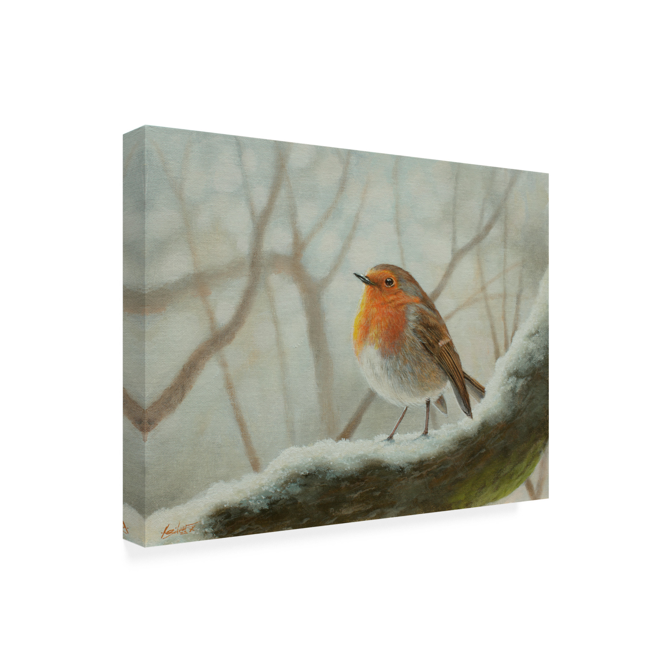 Canvas Wall Art - John Silver 'Robin in Landscape' Wall Art for Living Room, Bedroom, or Office Décor by Trademark Fine Art - 24 x 18 Inches