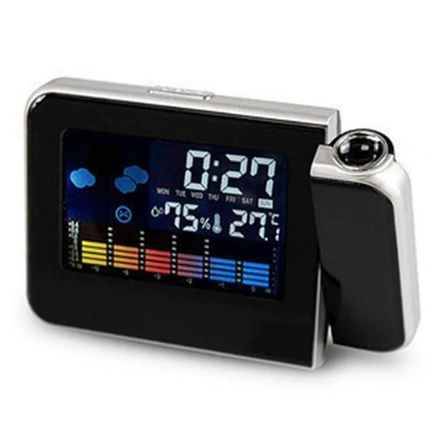 LED Color Screen Weather Forecast Projection Alarm Clock Electronic Clock Perpetual Calendar Weather Station