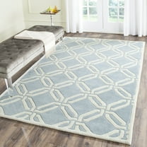 SAFAVIEH Chatham Lennon Geometric Wool Area Rug, Blue/Ivory, 4' x 6'