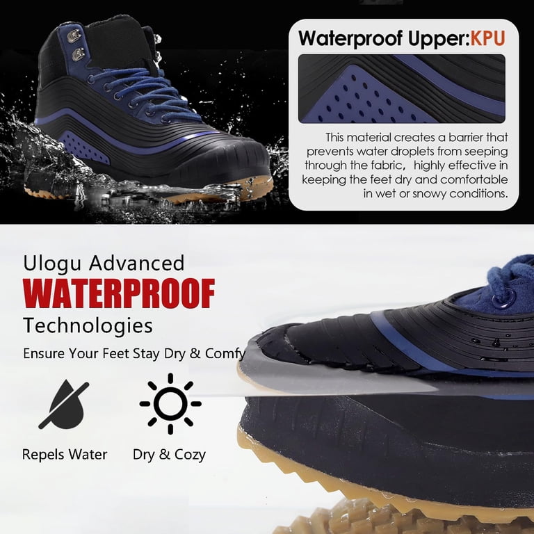 Mens Outdoor Warm Blue Hiking Boots Winter Waterproof Snow Sneaker Shoes Size 11 AX BOXING Men main image 4