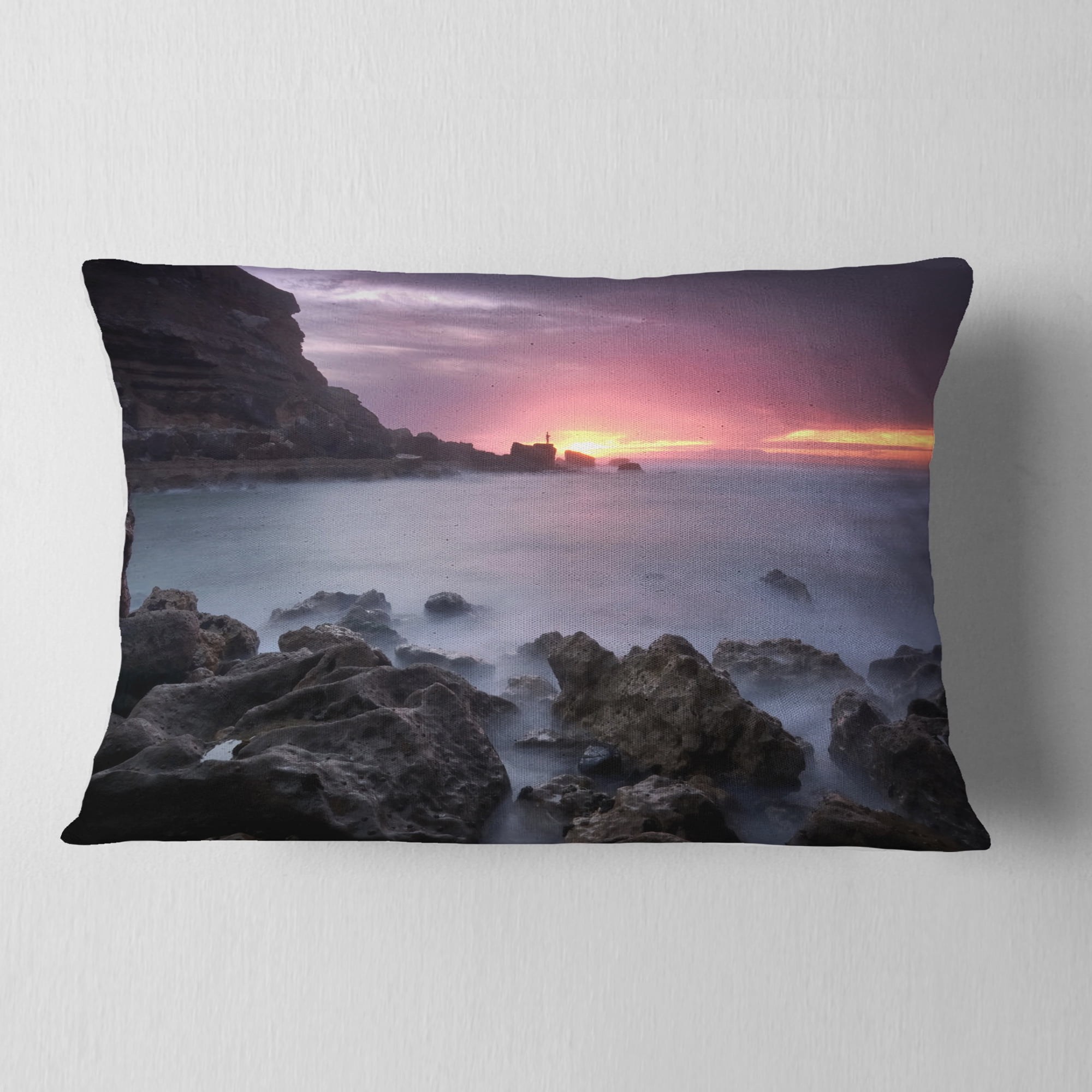 Designart 12" x 20" Multi-color Polyester Throw Pillow