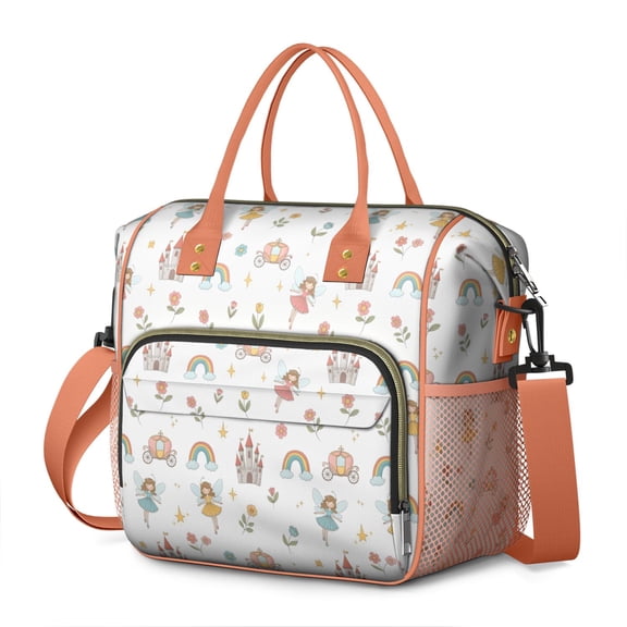 White Fairy Castle Pattern Womens Lunch Box for Work,Insulated Large Lunch Bag for Tween and Teen,Loncheras Para Mujer,Leakproof Adult Lunch Bag for Work,Beach,Travel,Picnic,Camping