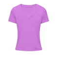 CONROSES Mothers Day Gift Women's Short Sleeve Base Cropped T-Shirts V ...