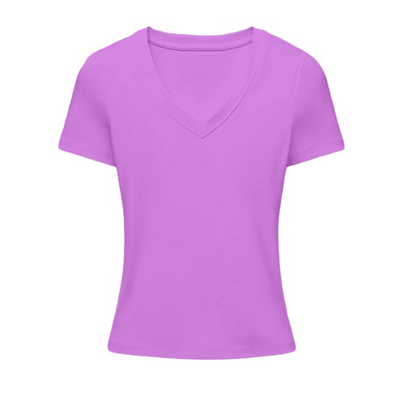 JIAYUE Women's Cropped T-Shirt Short Sleeve V Neck Solid Color Slim Fit Comfortable Basic Casual Everyday Versatile Summer Tops For Female