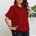thumbnail image 5 of JSKUMAR Women's Plus Tops Short Sleeve Loose Fit Casual Shirts Pullover Blouses Red,XL, 5 of 7