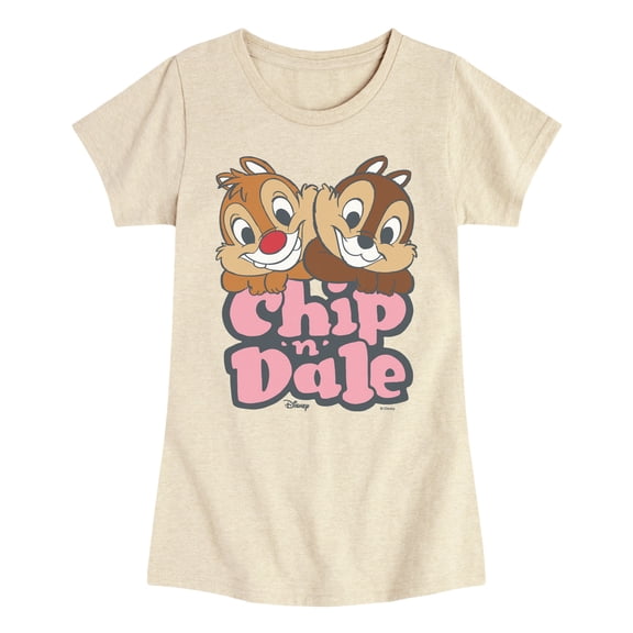 Chip N' Dale Rescue Rangers - Chip Dale Stacked Names - Youth Girls Fitted Short Sleeve T-Shirt