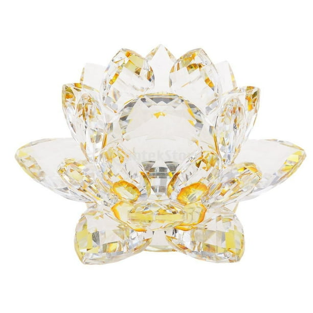 Pisapapeles artesanales Billuyoard de flor de loto de Cristal modelo amarillo