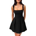 thumbnail image 1 of Vestido mini negro YMDUCH sin mangas, cuello cuadrado y corte en A, 1 of 7