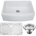 thumbnail image 2 of 33X21 Inch White Farmhouse Kitchen Sink Fireclay Ceramic Curved Apron Front Single Bowl Farm Sink, 2 of 7