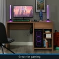 thumbnail image 3 of Mainstays Westley Adjustable Shelf Desk with Gaming Headphone Hook and Cable Management, Warm Walnut Finish, 3 of 15