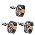 thumbnail image 2 of Guardurnaity Pulseras Pendientes Colgante multicapa Diseño de hebilla Buena artesanía Joyería de moda Decoración perfecta negro negro 3piezas, 2 of 6