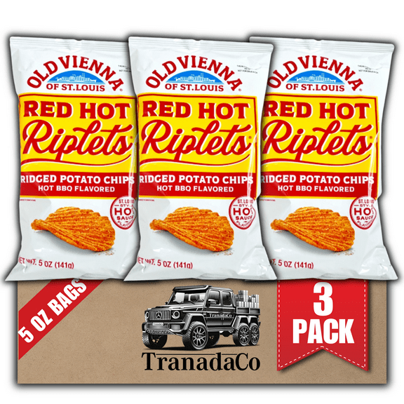 Old Vienna of St. Louis Red Hot Riplets Hot BBQ Chips 5oz Bags (Pack of 3) by TranadaCo