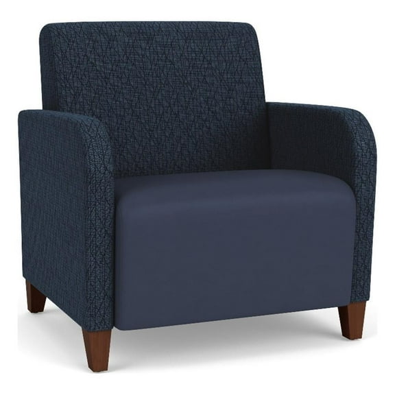 Siena Reception Oversize Guest Chair / Walnut Wood Legs / Blue / Dark Blue