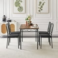 thumbnail image 3 of VECELO 5-Piece Dining Table Set with 4 Chairs, Wooden Dining Table for Home Kitchen Breakfast Nook, Brown, 3 of 10