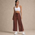 thumbnail image 4 of Carlikeit Women's Wide Leg Track Pants 2026 Lightweight Baggy Y2K Pants with Contrast Stripes Drawstring Elastic Waist Casual Parachute Trousers, 4 of 7