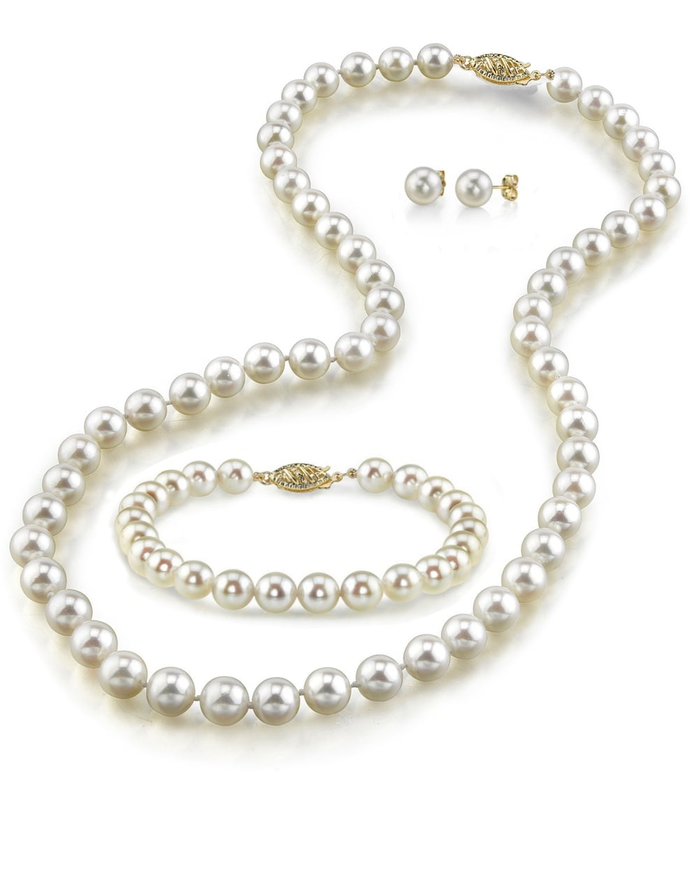 6-7mm 14k Gold AAA Quality High Luster White Freshwater Cultured Pearl Necklace