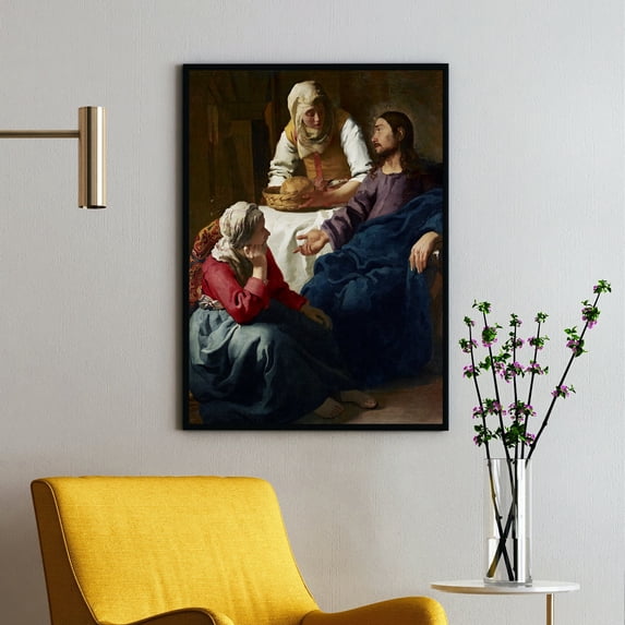 Christ in the House of Martha and Mary - ca. 1654–1656 | Johannes Vermeer | Premium Fine Art Print | 17th Century Dutch | Baroque, Dutch Golden Age | Portrait | Architecture