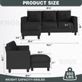 thumbnail image 6 of Walsunny Convertible Sectional Sofa Couch, Modern Linen Fabric L-Shaped Couch 3-Seat Sofa Sectional with Reversible Chaise for Small Living Room, Apartment and Small Space, Black, 6 of 10