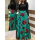 thumbnail image 4 of Estampado de flores color a juego vestido de manga larga falda larga ropa de mujer MABOTO Rojo y Blanco manga M, 4 of 5