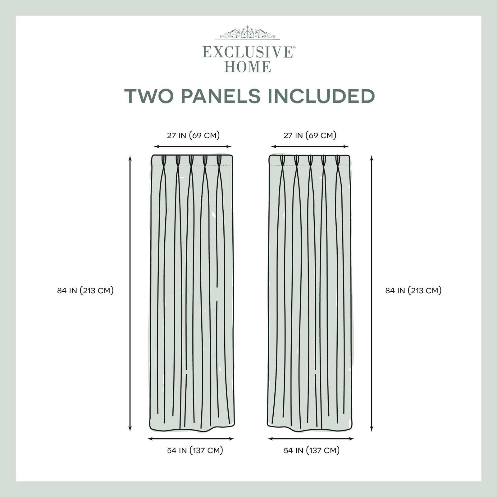 Exclusive Home Curtains Chateau Light Filtering Pinch Pleat Curtain Panels, 96" Length, Indigo, Set of 2