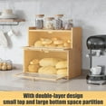 thumbnail image 5 of Double Layer Bamboo Bread Box for Kitchen Counter,Bread Holder,Countertop Bread Storage with Window, 5 of 7