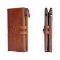thumbnail image 4 of Cartera de piel para mujer, cartera vintage para mujer, con 15 ranuras para tarjetas, compartimentos para teléfono móvil y cremallera, 4 of 5