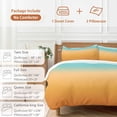 thumbnail image 6 of 3 Piece Teal Orange Ombre Duvet Cover Set Full Size,Microfiber Comforter/Quilt Cover with Corner Ties and 2 Pillowcases,Modern Geometric Striped Abstract Art All Season Bedding with Zipper Closure, 6 of 8
