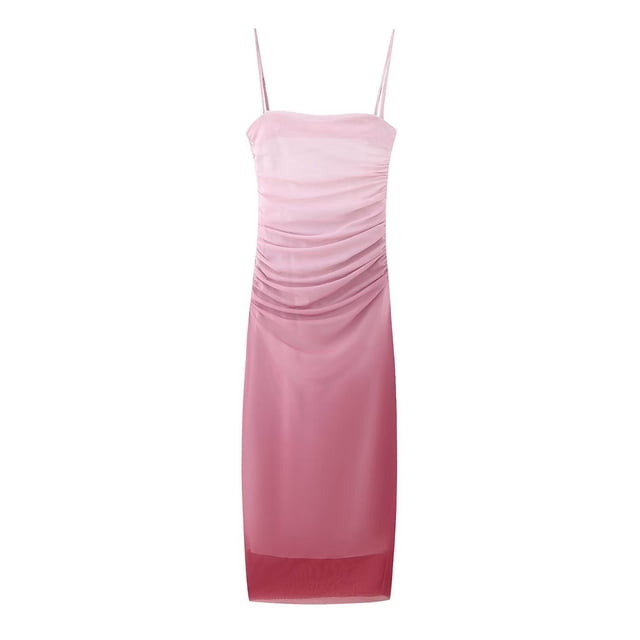 Fankiway Robe à Bretelles Imprimée Dégradée pour Femme, Robe Polyvalente au Style Élégant, Robes d'Été pour Femmes, Robes Sans Manches pour Femmes, Grande Taille