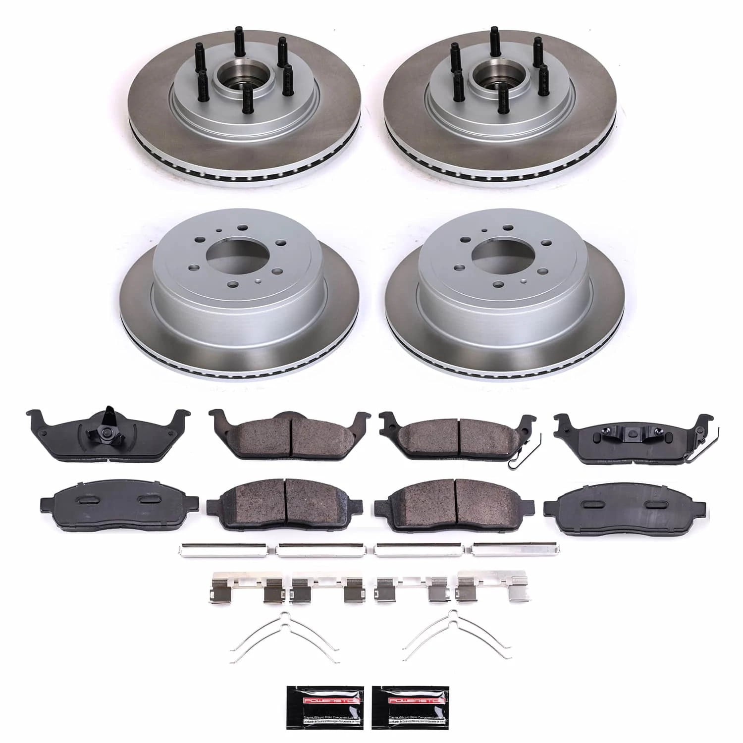 PowerStop Front and Rear Semi-Coated Rotor and Low-Dust Ceramic Brake Pad Kit SC1940