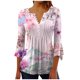 thumbnail image 2 of ICHUANYI Clearance Women Fashion Printed Casual V-Neck Short Sleeve Loose T-Shirt Blouse Tops(Pink, M) ICHUANYI WER2023081002724, 2 of 5