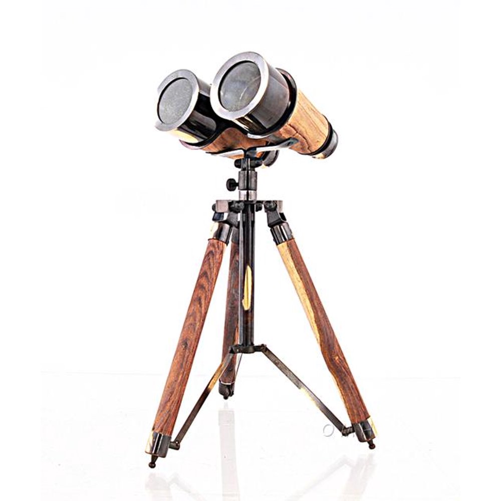 Wood/Brass Binocular On Stand