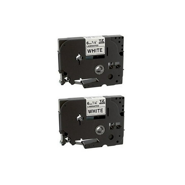 PrinterDash Compatible Replacement for Brother Black on White Laminated P-Touch Label Tape (2/PK-1/4in X 26.25Ft/36mm x 8m) (TZ-S211_2PK)