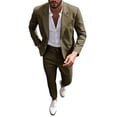 thumbnail image 2 of Men's 2-Piece Suit Set, Solid Color Business Dress With Pants, Formal Banquet Outfit For Spring/Summer Wedding & Office Green XL, 2 of 9