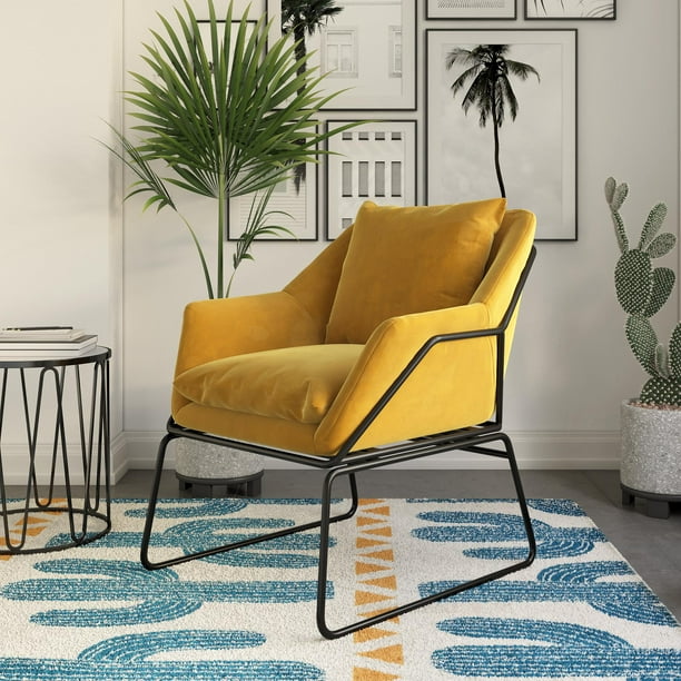 Dhp Avery Accent Chair Mustard Yellow Velvet Walmart Com Walmart Com