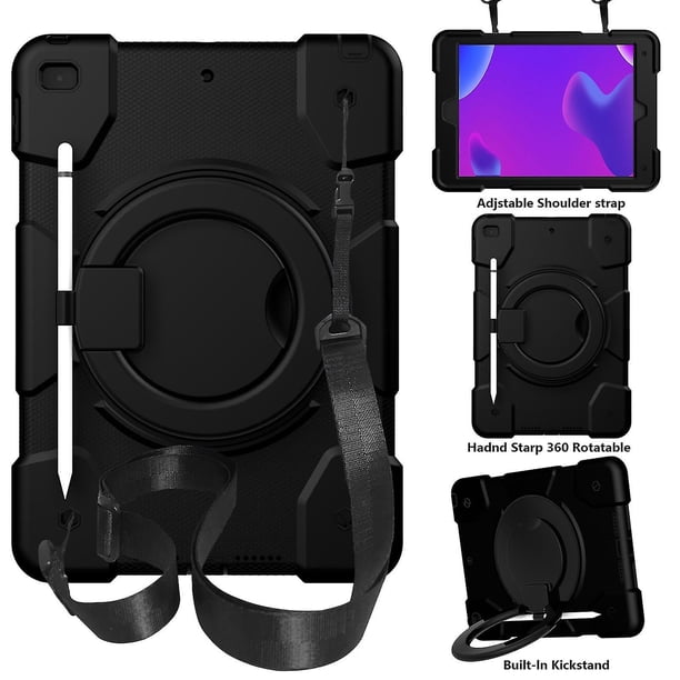 Funda para iPad Air de 10,2 pulgadas (2019/2020) con correa para el hombro, soporte de anilla grande, portalápices, protección contra caídas, duradera.
