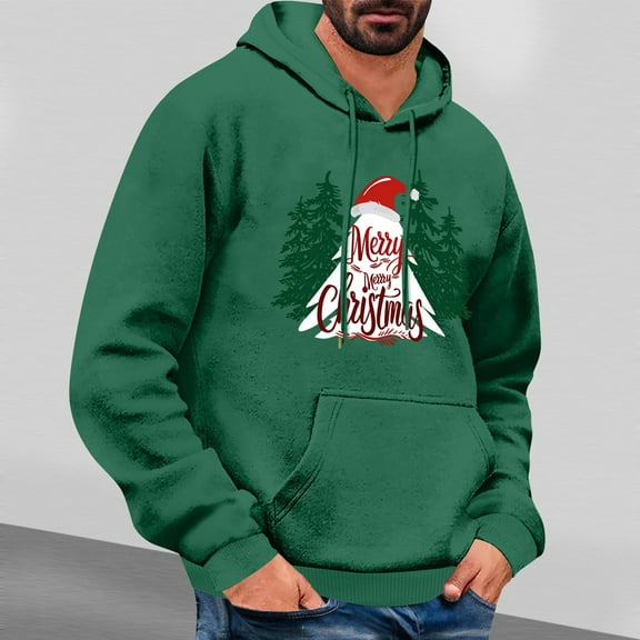 EchfiProm Hoodies for Men with Pockets Green Graphic Pullover Hooded Xmas Mens Sweatshirt Trendy S