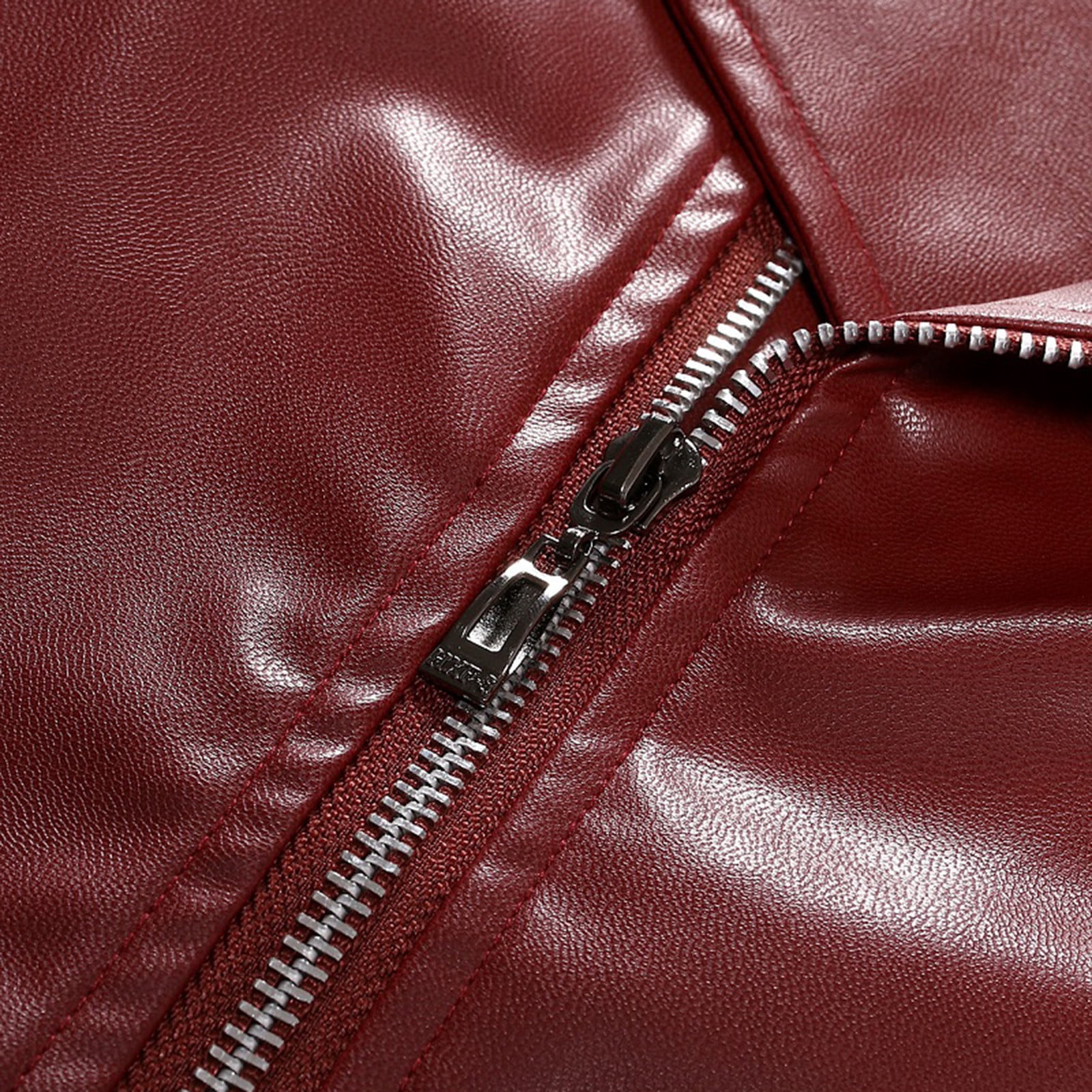 Ecqkame Leather Jacket Men Long Sleeve Motorcycle Jackets Zip Up Turndown Collar Club Jacket Men with Pocket A-Red XL