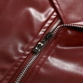 thumbnail image 6 of Men's PU Leather Jacket Casual Belted Faux Leather Motorcycle Jacket Zipper Biker Coat Notch Lapel Trucker Coats, 6 of 8