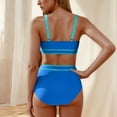 thumbnail image 7 of Efsteb Womens High Waisted Bikini Bottoms Women's High Waisted Bikini Sets Sporty Two Piece Swimsuits Color Block Cheeky High Cut Bathing Suits (Blue,L), 7 of 7