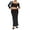 Black, variant on Gupgi Women 2 Piece Black Lace Button Cutout Long Sleeve Crop Tops and Bodycon Long Skirt Set
