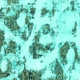 thumbnail image 1 of Ahgly Company Machine Washable Indoor Square Abstract Turquoise Blue Modern Area Rugs, 7' Square, 1 of 1