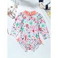 thumbnail image 3 of inlzdz Baby Girls Long Sleeve Ruffle Floral Print Swimsuit One Piece Zipper Swimwear Bathing Suit Rash Guard Orange 18-24 Months, 3 of 7