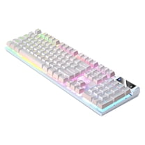 GJX Gaming Keyboard USB Wired Floating Keyboard, Ergonomic Water-Mechanical Feeling Keyboard, Ultra-Slim LED Backlit Keyboard For Desktop, Computer Keyboard White