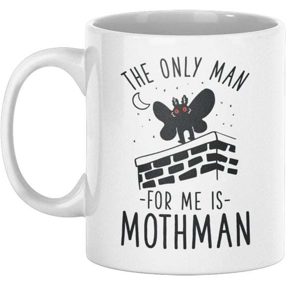 LookHUMAN Mothman Coffee Mugs - Funny Coffee Mugs Adult Humor, Double-Sided Print Ceramic Coffee Cups for Cryptid Lovers, Dishwasher Safe Novelty Coffee Mugs for Women & Men, Unique Coffee Mugs, 11oz