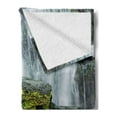 thumbnail image 2 of Waterfall Soft Flannel Fleece Throw Blanket, Majestic River Blocked Massive Rocks Moss on Them Photo, Cozy Plush for Indoor and Outdoor Use, 50" x 60", Green Black and White, by Ambesonne, 2 of 5