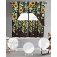thumbnail image 2 of Sunflower Swag Curtains for Living Room/Bedroom Windows, Butterfly Flowers Green Leaf Brown Wood Grain Kitchen Curtains and Valances Set 36 Inch Length, Light Filtering Swags Valance Curtain Panels, 2 of 5