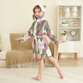 thumbnail image 4 of FORMRS Niños Bathrobe Unisex Hooded Robe Soft Plush Pajamas Sleepwear, Size 4-6T, White Flowers, 4 of 7