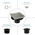 thumbnail image 4 of AOILE Square Shower Floor Drain, 6 Inch Brushed Nickel Drain Strainer with Removable Grid Grate, Hair Filter, Flange Kit, 304 Stainless Steel, CUPC Certified, 4 of 6