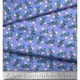 thumbnail image 2 of Soimoi Blue Cotton Cambric Fabric Leaves,Insect & Floral Artistic Printed Fabric 1 Yard 56 Inch Wide, 2 of 3